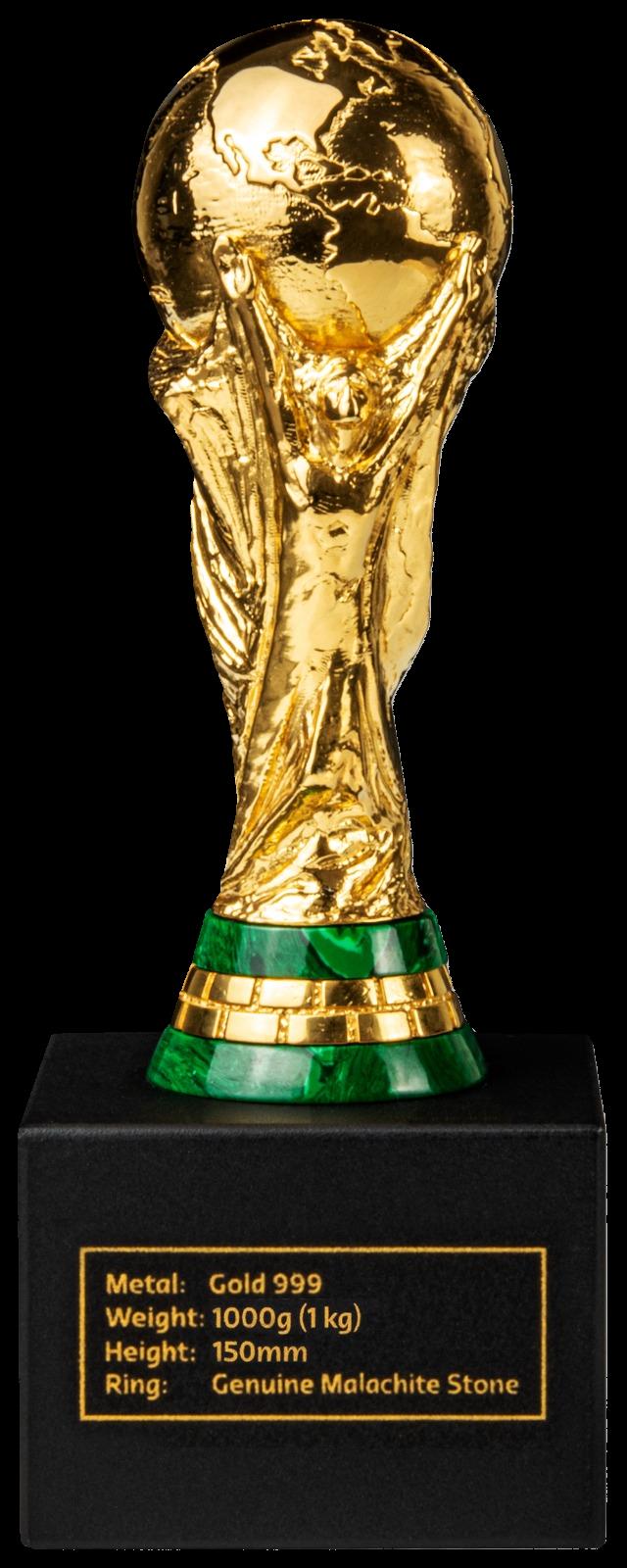 FIFA World Cup 2026 replica trophy — back view with certification plaque